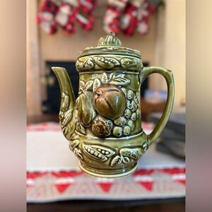 Vintage Green Ceramic Teapot